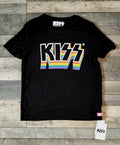 T-shirt femme Kiss noir à manches courtes – Taille 12