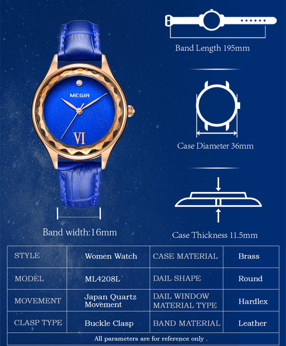 MEGIR Fashion Watch for Women Luxury Leather Casual Simple Quartz Wristwatch Waterproof Ladies Dress Clock Relogio Feminino 4208