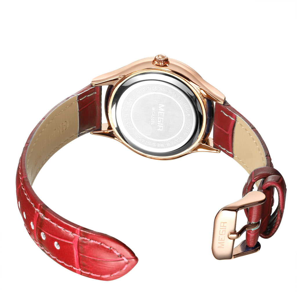 MEGIR Fashion Watch for Women Luxury Leather Casual Simple Quartz Wristwatch Waterproof Ladies Dress Clock Relogio Feminino 4208