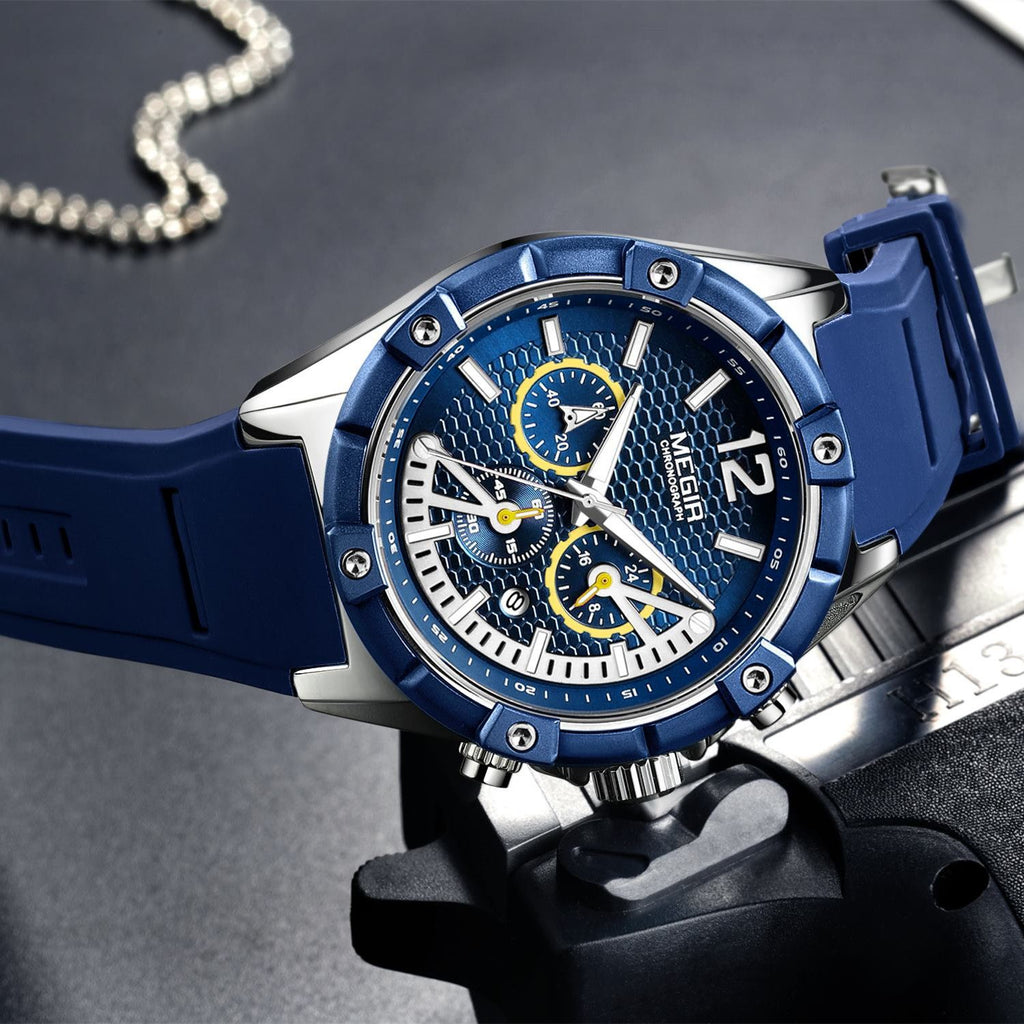 MEGIR Fashion Men Watches Silicone Strap Sport Military Watch Chronograph Waterproof Male Wristwatch Clock Montre Homme 2083