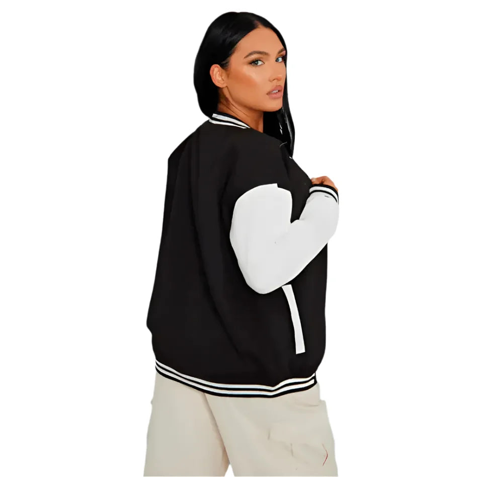 Domenico Black – Bomber en cuir noir pour femme