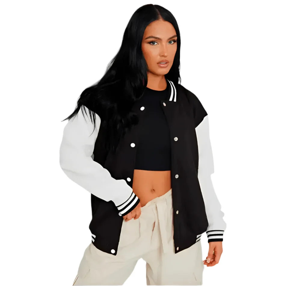 Domenico Black – Bomber en cuir noir pour femme